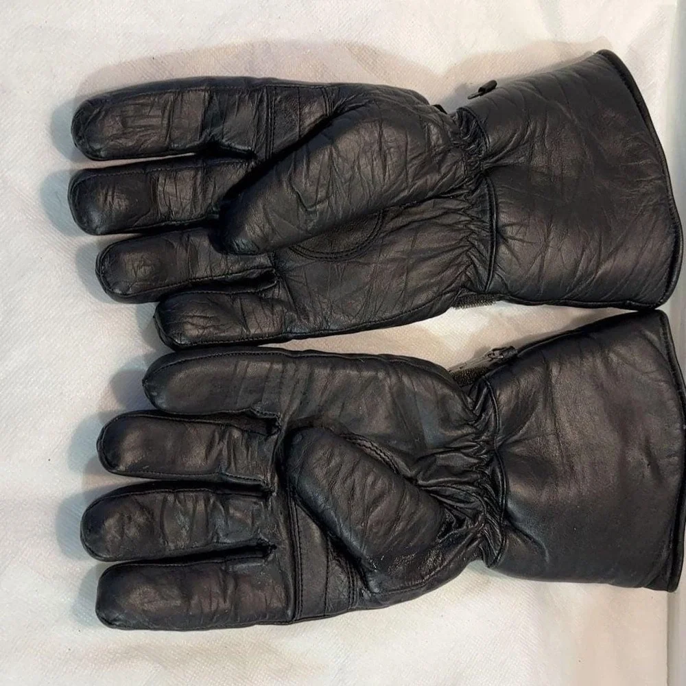 Vintage Thinsulate Thermal Leather Motorcycle Gloves Black XL